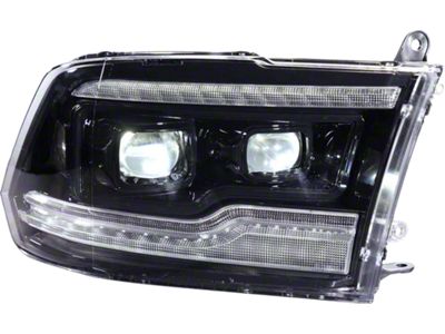 OLM Infinite Series LED Headlights with White DRL; Black Housing; Clear Lens (09-18 RAM 1500)