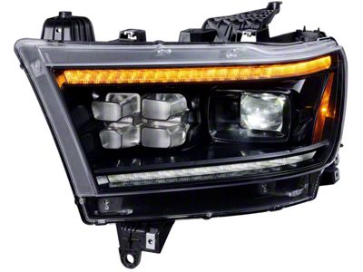 OLM Infinite Series LED Headlights with White DRL; Black Housing; Clear Lens (19-24 RAM 1500 w/ Factory Non-Projector Headlights)