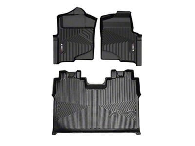 OMAC Premium 3D Front and Rear Floor Liners; Black (10-14 F-150 SuperCrew)