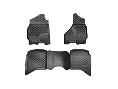 OMAC All Weather Molded 3D Front and Rear Floor Liners; Black (09-18 RAM 1500 Crew Cab)