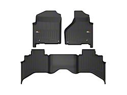 OMAC Premium 3D Front and Rear Floor Liners; Black (12-18 RAM 1500 Quad Cab)