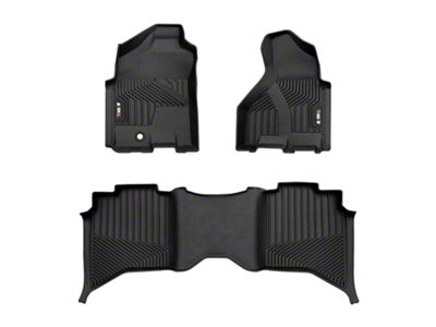 OMAC All Weather Molded Texan Front and Rear Floor Liners; Black (10-18 RAM 3500 Crew Cab)