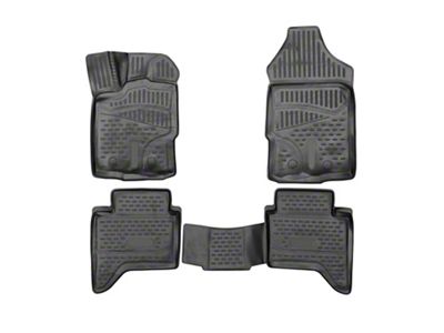 OMAC All Weather Molded 3D Front and Rear Floor Liners; Black (19-23 Ranger SuperCrew)