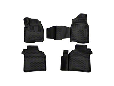 OMAC All Weather Molded 3D Front and Rear Floor Liners; Black (19-24 Sierra 1500 Crew Cab)