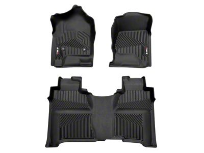 OMAC Premium 3D Front and Rear Floor Liners; Black (15-19 Sierra 3500 HD)