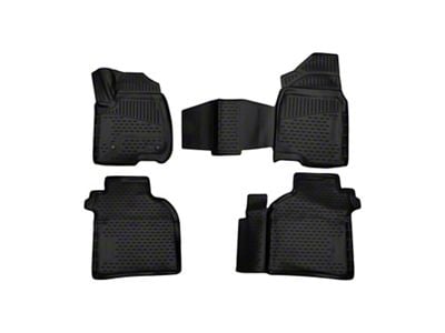 OMAC All Weather Molded 3D Front and Rear Floor Liners; Black (15-19 Silverado 2500 HD Crew Cab)