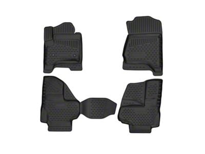 OMAC All Weather Molded 3D Front and Rear Floor Liners; Black (15-19 Silverado 2500 HD Double Cab)