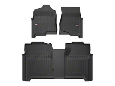 OMAC Premium 3D Front and Rear Floor Liners; Black (15-19 Silverado 2500 HD Crew Cab)