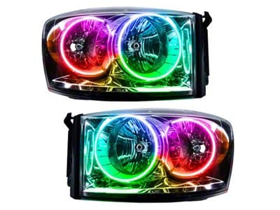 Oracle OE Style Headlights with ColorSHIFT SMD LED Halo; Chrome Housing; Clear Lens (07-08 RAM 1500)