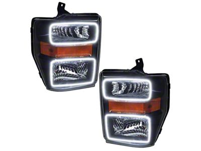 Oracle OE Style Headlights with White LED Halo; Black Housing; Clear Lens (08-10 F-250 Super Duty)