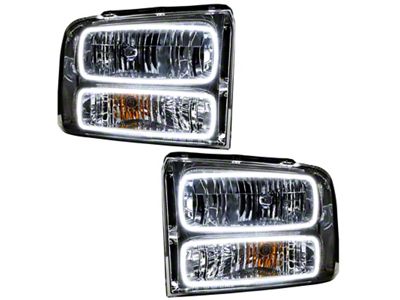 Oracle OE Style Headlights with White LED Halo; Chrome Housing; Clear Lens (05-07 F-250 Super Duty)