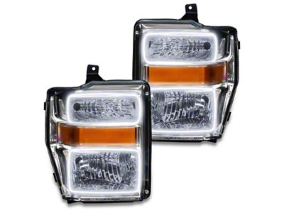 Oracle OE Style Headlights with White LED Halo; Chrome Housing; Clear Lens (08-10 F-250 Super Duty)