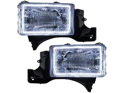 Oracle OE Style Headlights with White LED Halo; Chrome Housing; Clear Lens (94-01 RAM 1500)