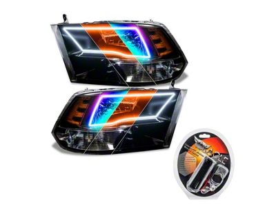 Oracle OE Style Quad Headlights with ColorSHIFT Switchback Halo (09-18 RAM 1500 w/ Factory Halogen Non-Projector Headlights)