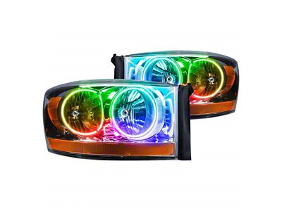 Oracle OE Style Headlights with ColorSHIFT Halo; Chrome Housing; Clear Lens (2006 RAM 2500)