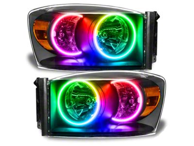 Oracle OE Style Headlights with ColorSHIFT SMD LED Halo; Black Housing; Clear Lens (07-08 RAM 2500)
