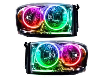 Oracle OE Style Headlights with ColorSHIFT SMD LED Halo; Chrome Housing; Clear Lens (07-08 RAM 2500)