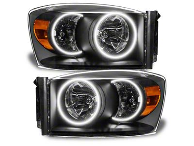 Oracle OE Style Headlights with White SMD LED Halo; Black Housing; Clear Lens (07-09 RAM 3500)