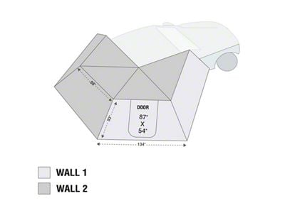 Overland Vehicle Systems Nomadic 270 LT Awning Wall 2; Passenger Side (Universal; Some Adaptation May Be Required)