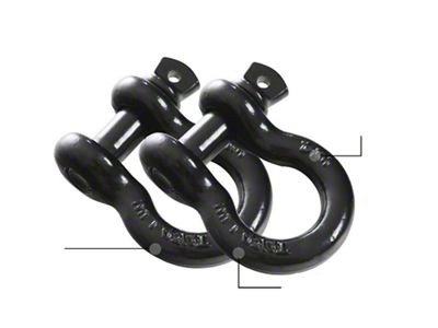 Overland Vehicle Systems 3/4-Inch 4.75-Ton Recovery Shackles; Black