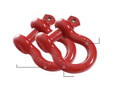 Overland Vehicle Systems 3/4-Inch 4.75-Ton Recovery Shackles; Red