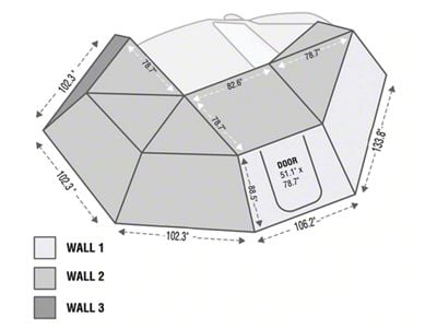 Overland Vehicle Systems Nomadic Awning 270 Side Wall 1; Passenger Side (Universal; Some Adaptation May Be Required)