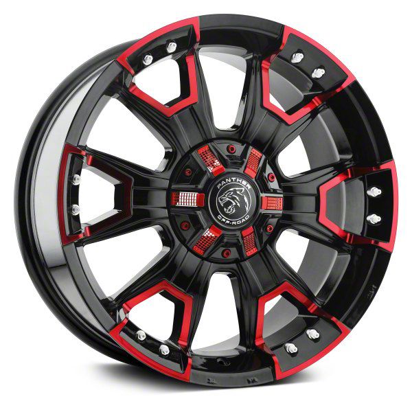 Panther Off Road F-150 904 Gloss Black Red Machined Window 6-Lug Wheel ...