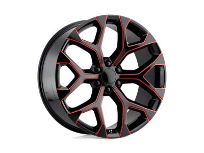 PR176 Gloss Black Red Milled 6-Lug Wheel; 26x10; 24mm Offset (07-13 Sierra 1500)