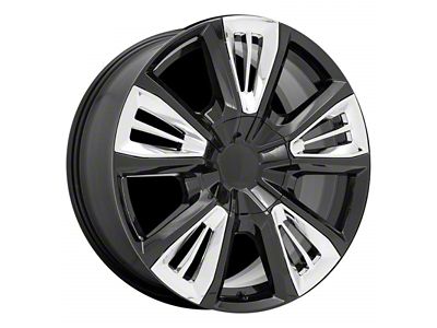 PR212 Gloss Black with Chrome Accents 6-Lug Wheel; 22x9; 28mm Offset (07-13 Sierra 1500)