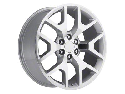 PR169 Silver Machined 6-Lug Wheel; 22x9; 28mm Offset (07-13 Silverado 1500)