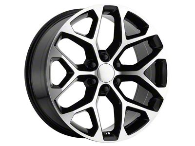 PR176 Gloss Black Machined 6-Lug Wheel; 20x9; 24mm Offset (07-13 Silverado 1500)