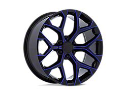 Performance Replicas PR176 Gloss Black Machined with Blue Milling 6-Lug Wheel; 22x9; 24mm Offset (07-13 Silverado 1500)