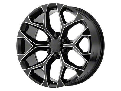 PR176 Gloss Black Machined 6-Lug Wheel; 24x10; 24mm Offset (07-13 Silverado 1500)