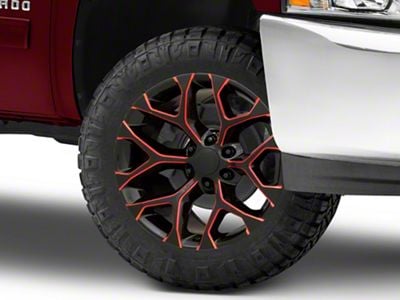 PR176 Gloss Black Red Milled 6-Lug Wheel; 20x9; 24mm Offset (07-13 Silverado 1500)