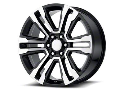 PR182 Gloss Black Machined 6-Lug Wheel; 22x9; 24mm Offset (07-13 Silverado 1500)