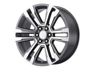 PR182 Gunmetal Machined 6-Lug Wheel; 22x9; 24mm Offset (07-13 Silverado 1500)