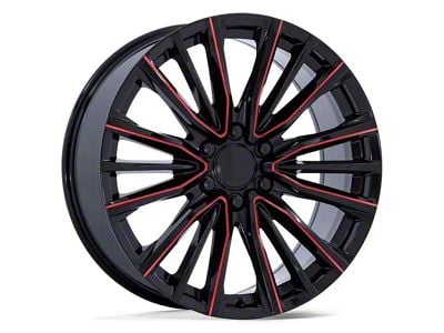 PR223 Gloss Black Milled with Red 6-Lug Wheel; 24x10; 28mm Offset (07-14 Yukon)