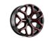 PR176 Gloss Black Red Milled 6-Lug Wheel; 26x10; 24mm Offset (14-18 Sierra 1500)