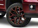 Performance Replicas PR176 Gloss Black Red Milled 6-Lug Wheel; 22x9; 24mm Offset (14-18 Sierra 1500)