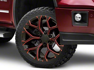 PR176 Gloss Black Red Milled 6-Lug Wheel; 22x9; 24mm Offset (14-18 Sierra 1500)