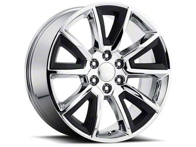 PR168 Chrome with Matte Black Accents 6-Lug Wheel; 22x9; 24mm Offset (14-18 Silverado 1500)