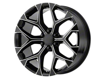 PR176 Gloss Black Machined 6-Lug Wheel; 24x10; 24mm Offset (14-18 Silverado 1500)