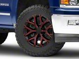 PR177 Gloss Black Red Milled 6-Lug Wheel; 20x9; 24mm Offset (14-18 Silverado 1500)