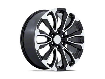 PR211 Gloss Black Machined Face 6-Lug Wheel; 22x9; 28mm Offset (14-18 Silverado 1500)