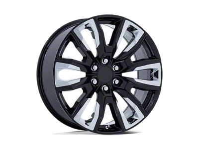 PR225 Gloss Black with Chrome Accents 6-Lug Wheel; 22x9; 28mm Offset (14-18 Silverado 1500)