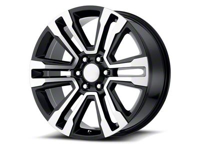 PR182 Gloss Black Machined 6-Lug Wheel; 22x9; 24mm Offset (15-20 Tahoe)