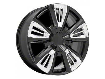 PR212 Gloss Black with Chrome Accents 6-Lug Wheel; 22x9; 28mm Offset (15-20 Tahoe)