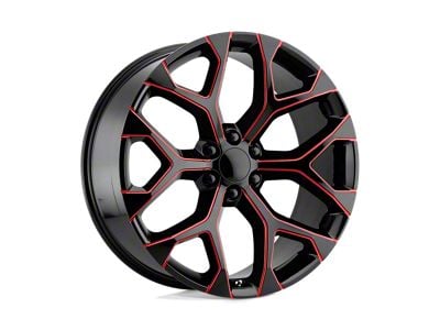 PR176 Gloss Black Red Milled 6-Lug Wheel; 26x10; 24mm Offset (15-20 Yukon)