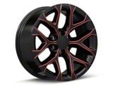 PR177 Gloss Black Red Milled 6-Lug Wheel; 20x9; 24mm Offset (15-20 Yukon)