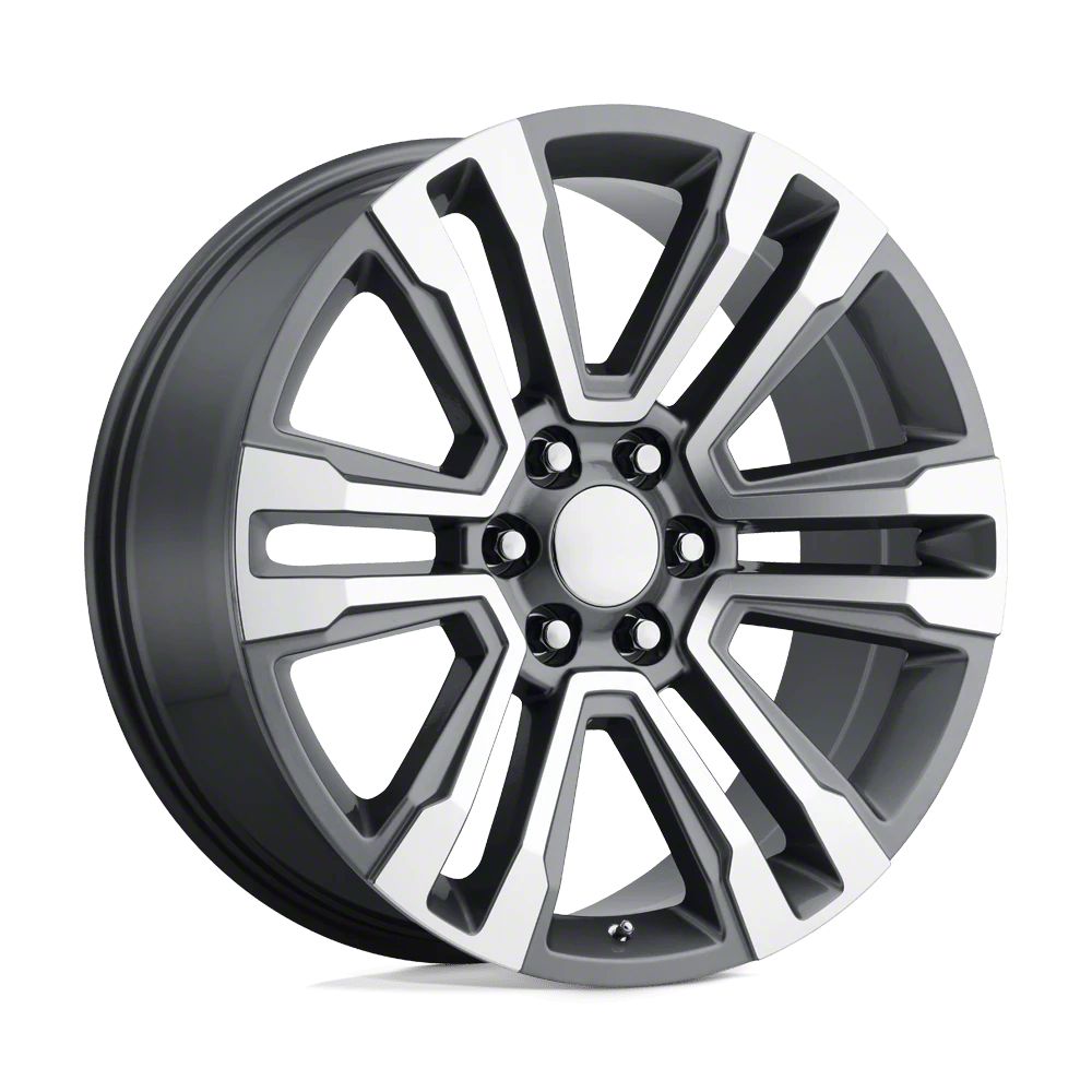 Performance Replicas Yukon PR182 Gunmetal Machined 6-Lug Wheel; 24x10 ...